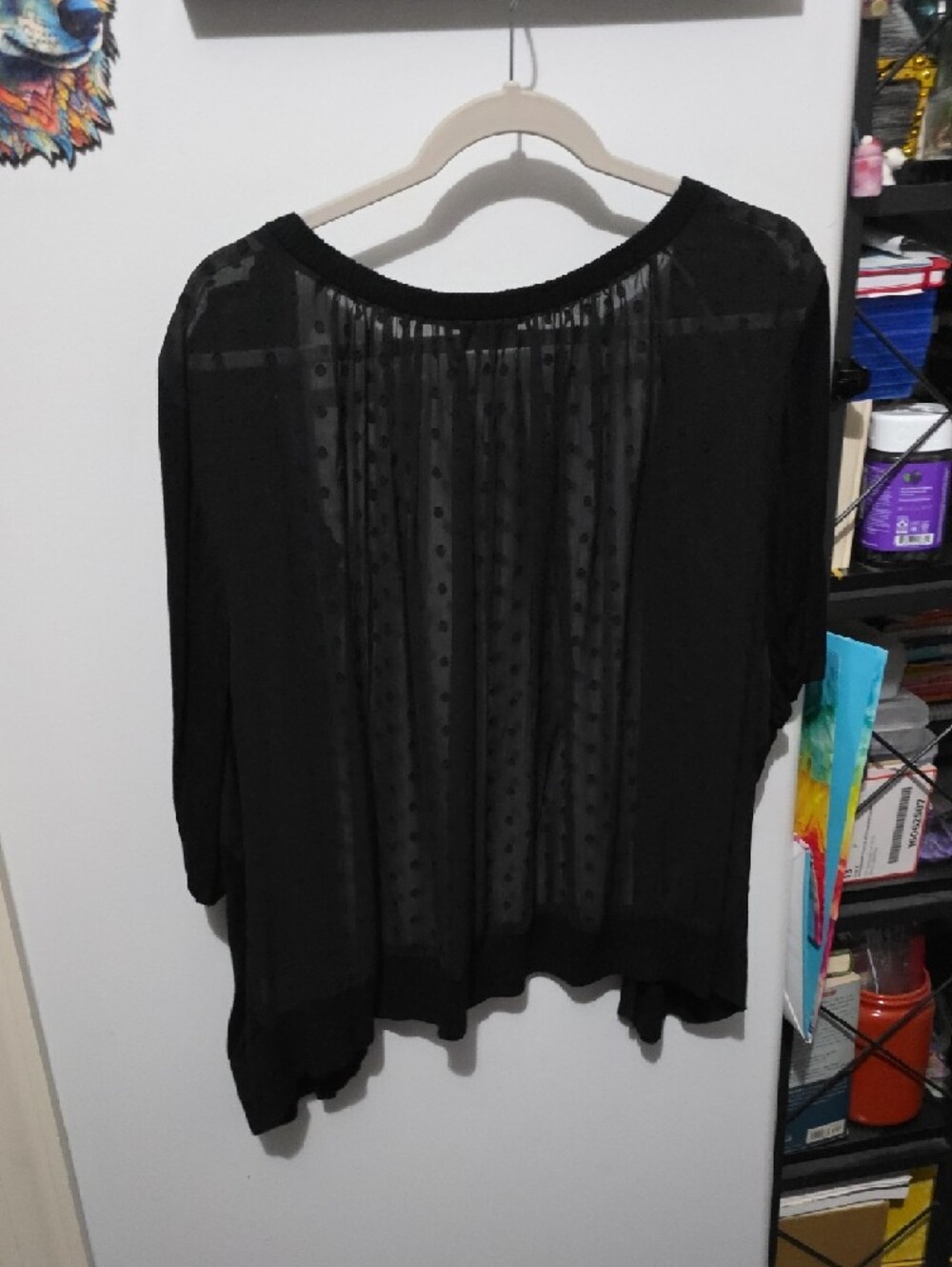 torrid Black Sheer Polka-Dot Button Cardigan Top - Picture 3 of 3